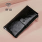 Oilskin Leather Rfid Zip Wallet - Brown - Brown