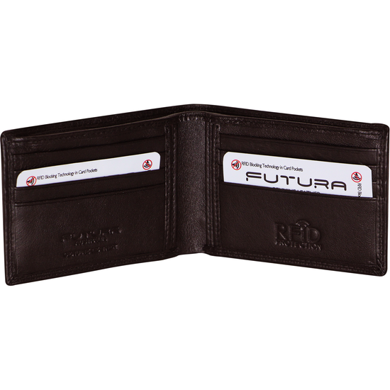 Futura Mens RFID Slim Leather Wallet - Brown