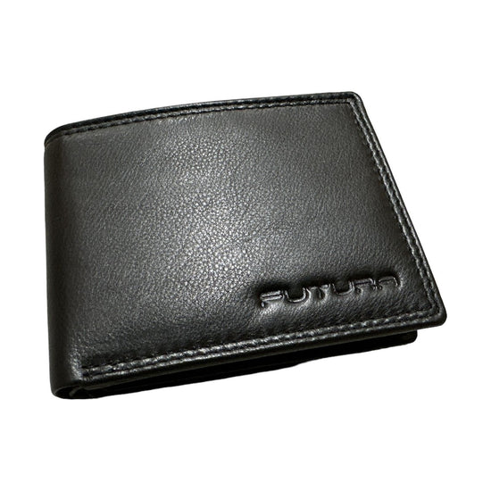 Futura Mens RFID Leather Fold Over Wallet w/ Gift Box - Black