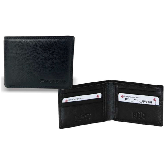 Futura Mens RFID Protected Slim Genuine Leather Wallet - Black