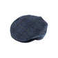 DENTS Abraham Moon Tweed Flat Cap Wool Ivy Hat Driving Cabbie Quilted 1-3038 - Blue - X-Large