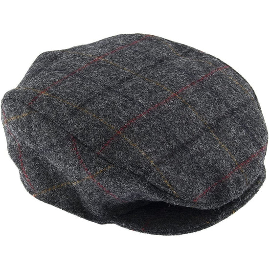 DENTS Abraham Moon Tweed Flat Cap Wool Ivy Hat Driving Cabbie Quilted 1-3038 - Charcoal - Large