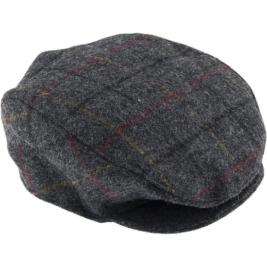 DENTS Abraham Moon Tweed Flat Cap Wool Ivy Hat Driving Cabbie Quilted 1-3038 - Charcoal - Medium