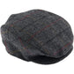 DENTS Abraham Moon Tweed Flat Cap Wool Ivy Hat Driving Cabbie Quilted 1-3038 - Charcoal - X-Large