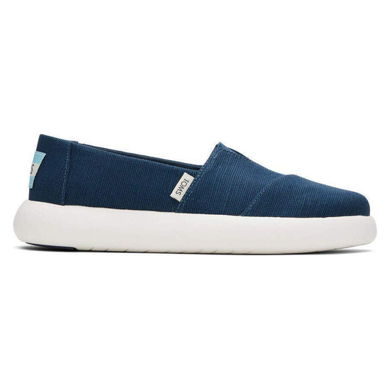 TOMS Womens Platform Alpargata Canvas Shoes Slip On Casual Shoes Flats - Blue - US 8