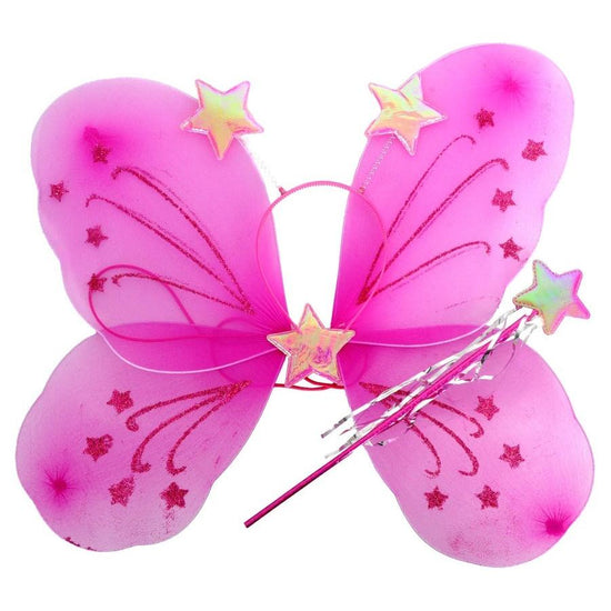 Girls Kids Angel Fairy Butterfly Wing Fancy Princess Party Costume - Hot Pink