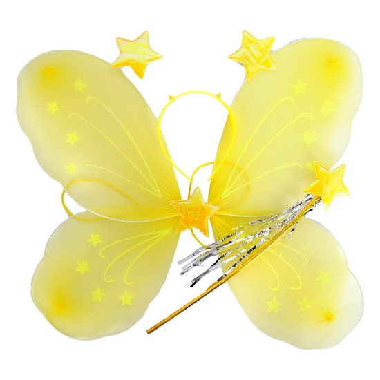 Girls Kids Angel Fairy Butterfly Wing Fancy Princess Dress Up Party Costume Prop - Yellow