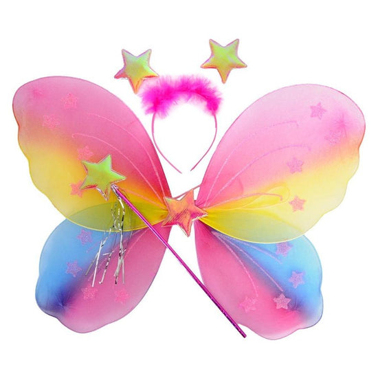 Girls Kids Angel Fairy Butterfly Wing Princess Party Costume Prop - Rainbow