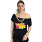 Totally 80s Black Womens T Shirt Costume Ladies 1980s Fancy Dress Up Top