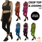 Womens CROP TOP Tank + LEGGING Pants SET Jogger Sport Party Tracksuit Gym Yoga - Red