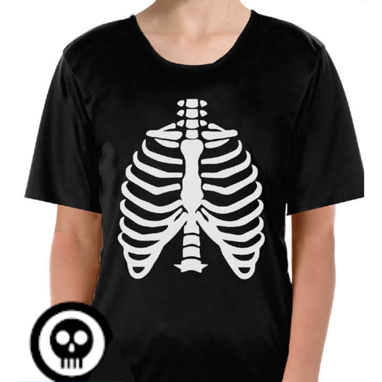 Childrens Skeleton Top Scary Kids Dress Up Halloween Book Week Bones T Shirt - L (10-12 Years Old)