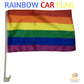 RAINBOW CAR FLAG w Window Clip Flags Australia Day 30cm x 45cm LGBT Gay Pride