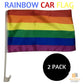 2x RAINBOW CAR FLAG with Window Clip Flags Australia Day 30cm x 45cm Gay Pride