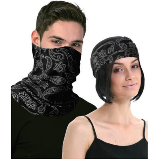 Seamless Tube Bandana Head Scarf Face Cover Mask Pattern Mask Neck Gaiter - Black