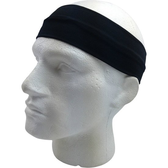 PLAIN HEADBAND Elastic Stretch Sports Yoga Hair Band Unisex 8cm Wide Wrap - Black