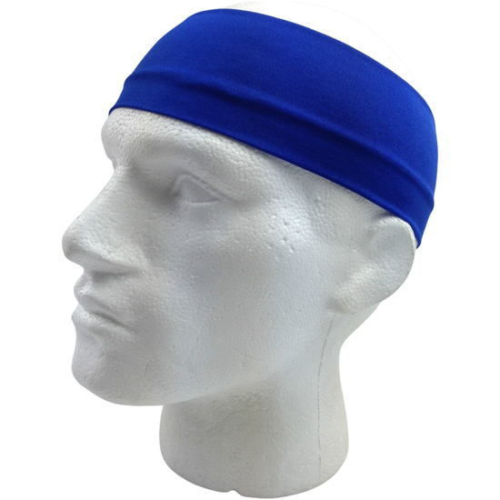 PLAIN HEADBAND Elastic Stretch Sports Yoga Hair Band Unisex 8cm Wide Wrap - Blue