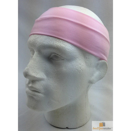 PLAIN HEADBAND Elastic Stretch Sports Yoga Hair Band Unisex 8cm Wide Wrap - Light Pink