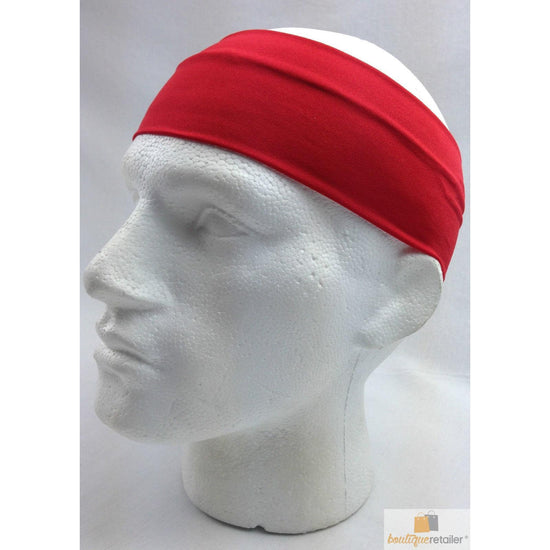 PLAIN HEADBAND Elastic Stretch Sports Yoga Hair Band Unisex 8cm Wide Wrap - Red