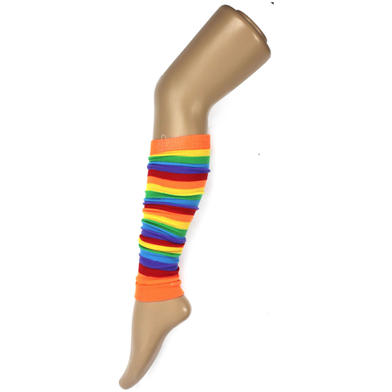 RAINBOW LEG WARMERS Party Costume Fine Stretch Ladies Girls Fancy Dress - Rainbow