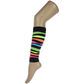 RAINBOW LEG WARMERS Party Costume Fine Stretch Ladies Girls Fancy Dress - Rainbow with Black Stripe