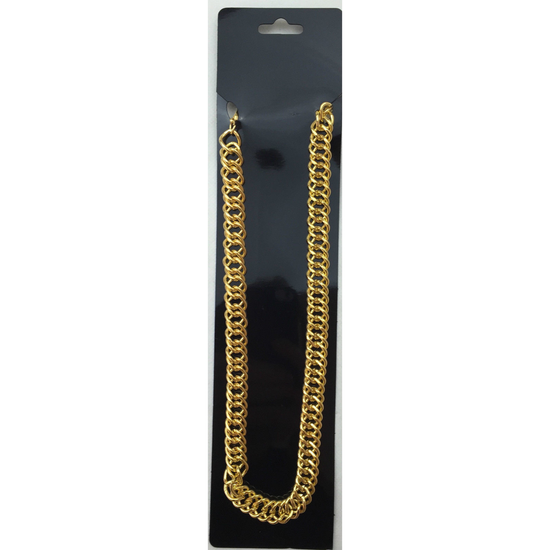 BIG NECKLACE 50cm Pimp Costume Party Fancy Dress Gangster Chain Jewellery - Gold