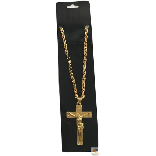 Jesus Christ Metal Necklace Chain Pendant Chain Jewellery Crucifix - Gold