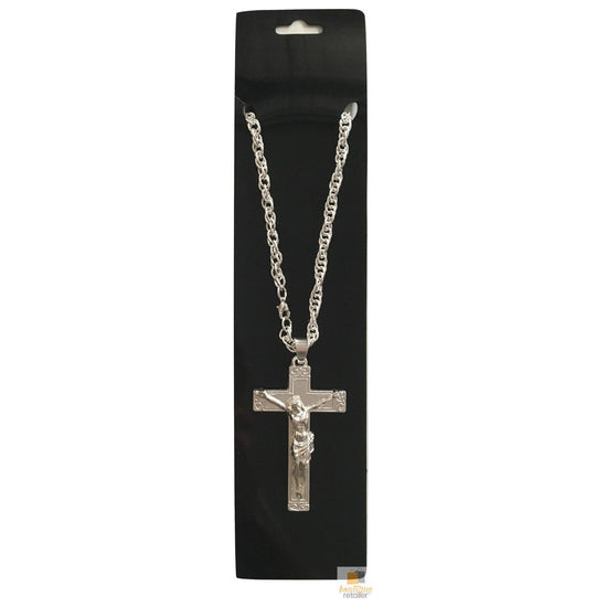 Jesus Christ Metal Necklace Chain Pendant Chain Jewellery Crucifix - Silver