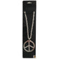 PEACE Sign Metal Necklace Chain Hippie Costume Party Pendant Chain Jewellery 70s 60s - Silver