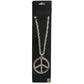 PEACE Sign Metal Necklace Chain Hippie Costume Party Pendant Chain Jewellery 70s 60s - Silver