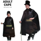 Adult Cape Cloak Collared Robe Halloween Vampire Witch Wizard 140cm Collar - Black