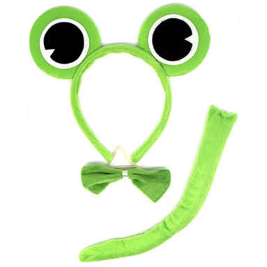 FROG HEADBAND w Bow Tail Animal Costume Halloween Party Hair Accessory