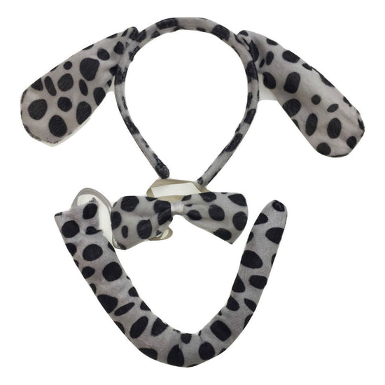 3pcs DOG EAR HEADBAND w Bow Tail Animal Costume Halloween Party Hair Dalmatian