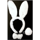 WHITE RABBIT EARS HEADBAND w Bow Tail Animal Costume Halloween Party Hair Accessory