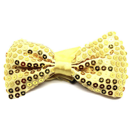 GLITTER SEQUIN BOW TIE Costume Fancy Dress Dance Fancy Shiny Party Bowtie - Yellow