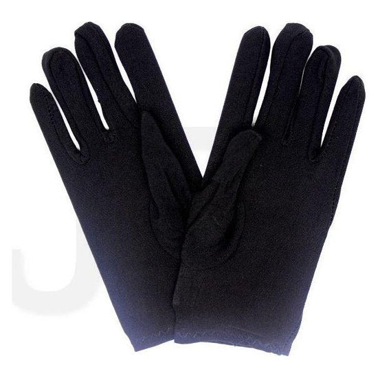 Ladies SHORT GLOVES Costume Party Wedding Bridal Fancy Dress Prom Stretchy - Black - One Size