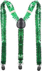 SEQUIN SUSPENDERS Unisex Adjustable Braces Clip On Elastic Y-Back  - Green
