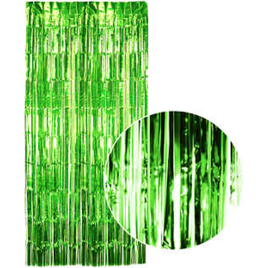 Tinsel Curtain Foil Metallic Fringe Backdrop Party Door Decorations (200cm x 100cm) - Green