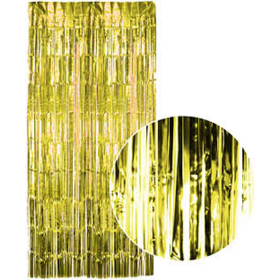 Tinsel Curtain Foil Metallic Fringe Backdrop Party Door Decorations (200cm x 100cm) - Yellow/Gold