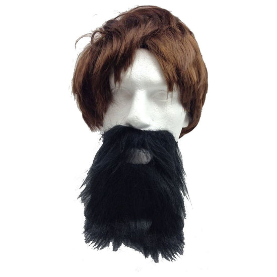 PARTY BEARD Moustache Costume Fancy Dress Mustache Halloween Fake Facial Hair - Black