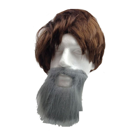 PARTY BEARD Moustache Costume Fancy Dress Mustache Halloween Fake Facial Hair - Grey