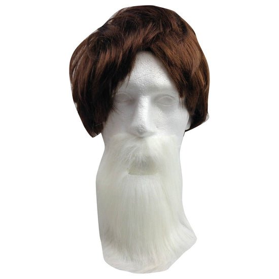 PARTY BEARD Moustache Costume Fancy Dress Mustache Halloween Fake Facial Hair - White