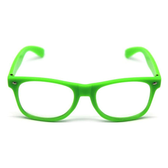 Green Party Glasses with Clear Lenses – Fun 80s Accessory or Costume Glasses