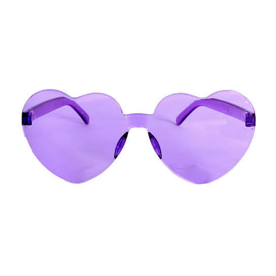 Party Sun Glasses Perspex Hearts Costume - Purple