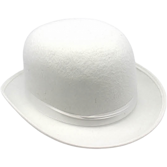 BOWLER HAT Party Costume Derby Fancy Dress Dance Halloween Vintage Cap - White