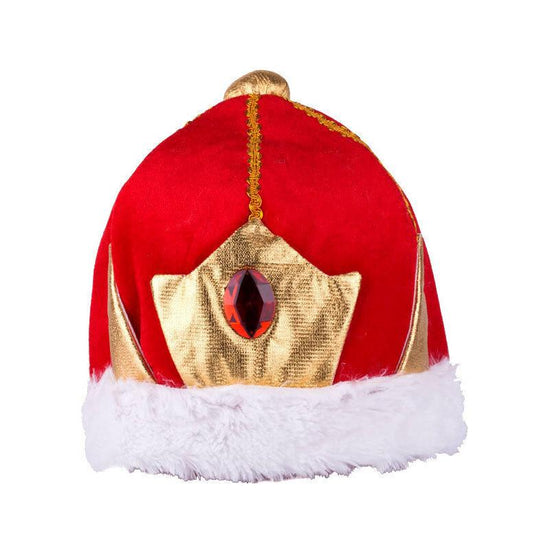 KING HAT Crown Costume Accessory Halloween Prince Party Dress Soft Gold/Red Cap