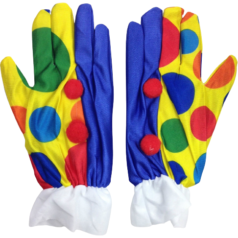 CLOWN GLOVES Costume Fancy Dress Circus Fancy Dress Halloween Funny One Size