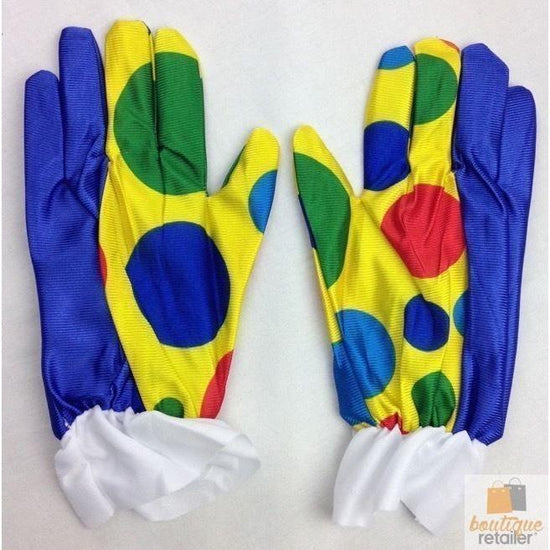 CLOWN GLOVES Costume Fancy Dress Circus Fancy Dress Halloween Funny One Size