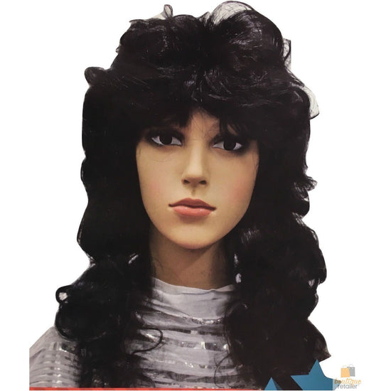 RETRO WIG Curly Long Hair Disco Punk Rock Party Costume 60s 70s 22425 - Black