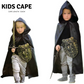 Kids Cape Cloak Hooded Robe Halloween Vampire Witch Wizard 120cm Hood - Black