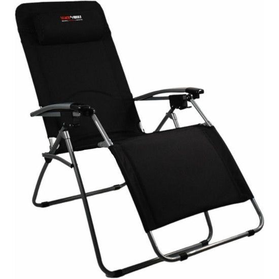 BlackWolf Folding Reclining Lounger Chair Quick Fold Down - Jet Black